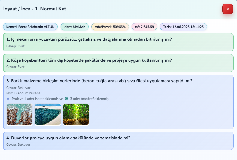 Denetim detayı ekranı